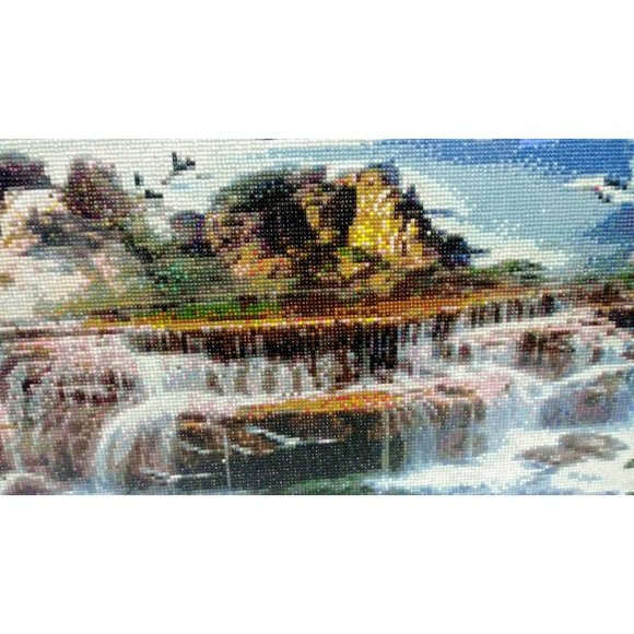 Beautiful Beaded Painting with Frame Hand Made Wall Art work, bead- on fabric - Picture 5 of 10